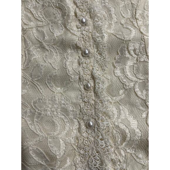 VTG Ultra Dress New York Lace Jacket Pearl Buttons Womens Small Medium USA Ivory - Picture 10 of 11